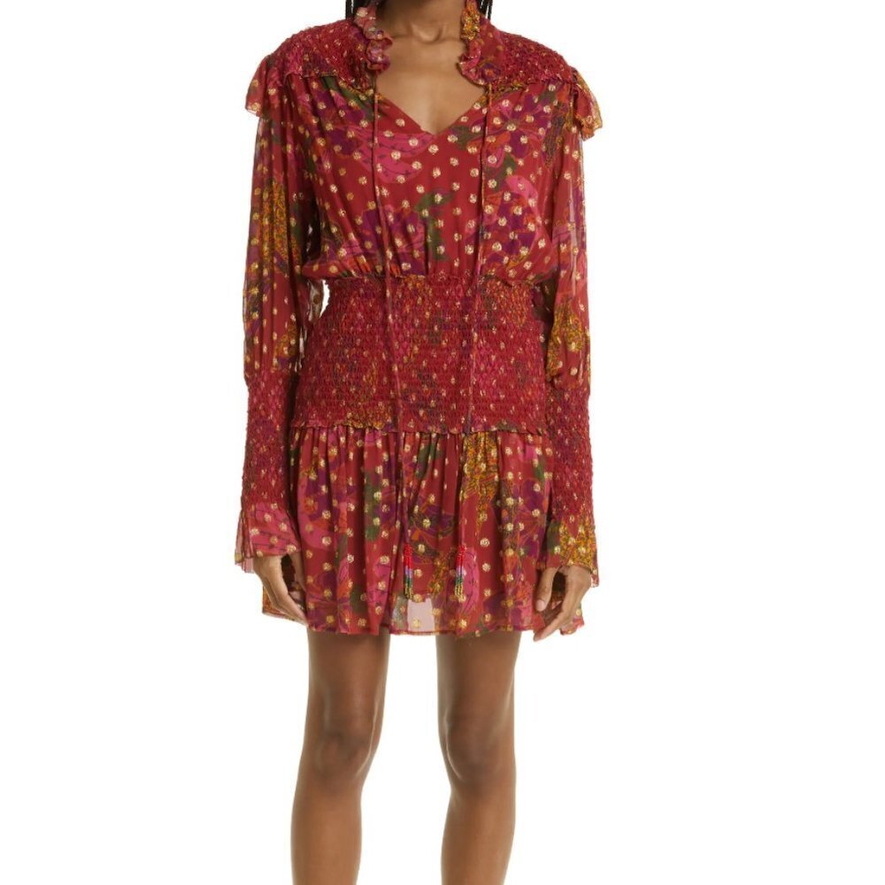 NWT Farm Rio Banana Flowers Long Sleeve Minidress